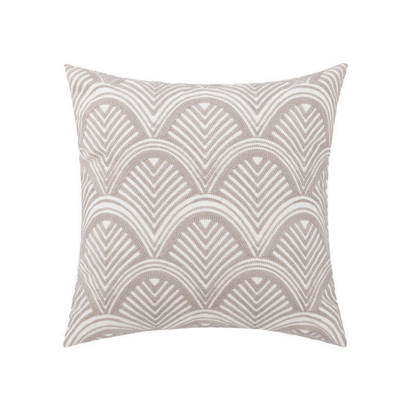 Sofa Seat Pillow Cover Cotton Chain Embroidered Lumbar