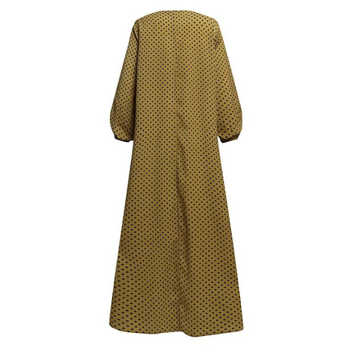 Polka Dot Ruffled Loose Large Sleeve Long Sleeve Dress