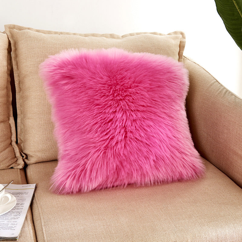 Warm Plush Cushion Cover Soft Solid Color Sofa Chair Pillowcase Comfortable Office Car Back Cushion Case