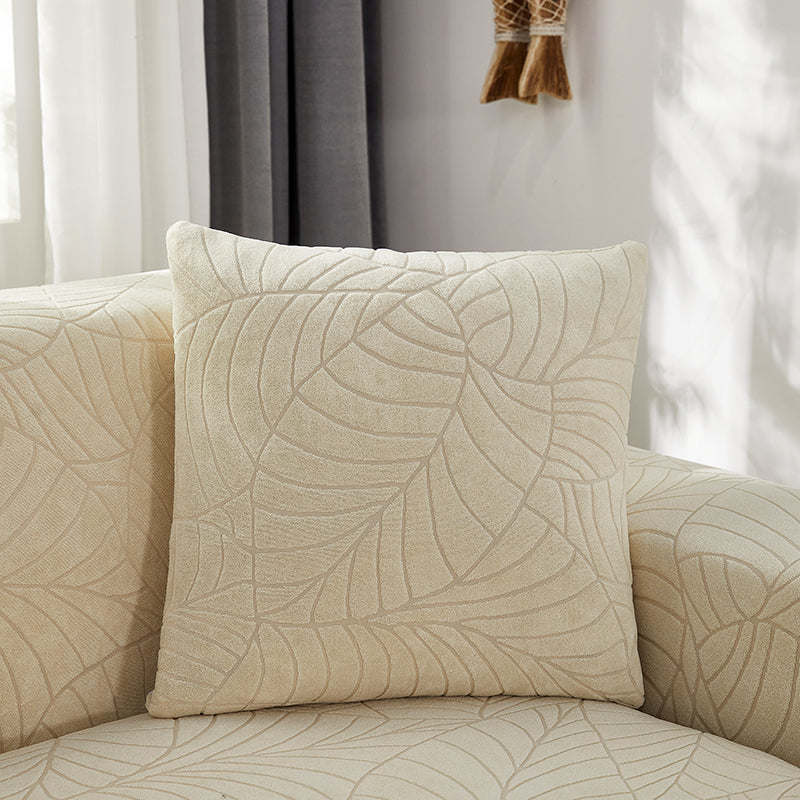 Pure Color Jacquard Big Leaf Nordic Fashion Knitted Pillow Case