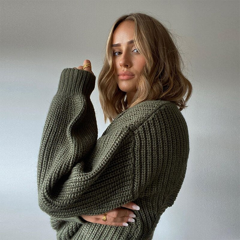 Uld hul langærmet top