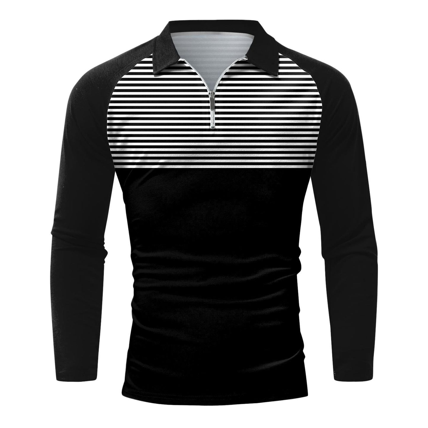 Men's Striped Raglan Shirt Printed Long Sleeve T-shirt