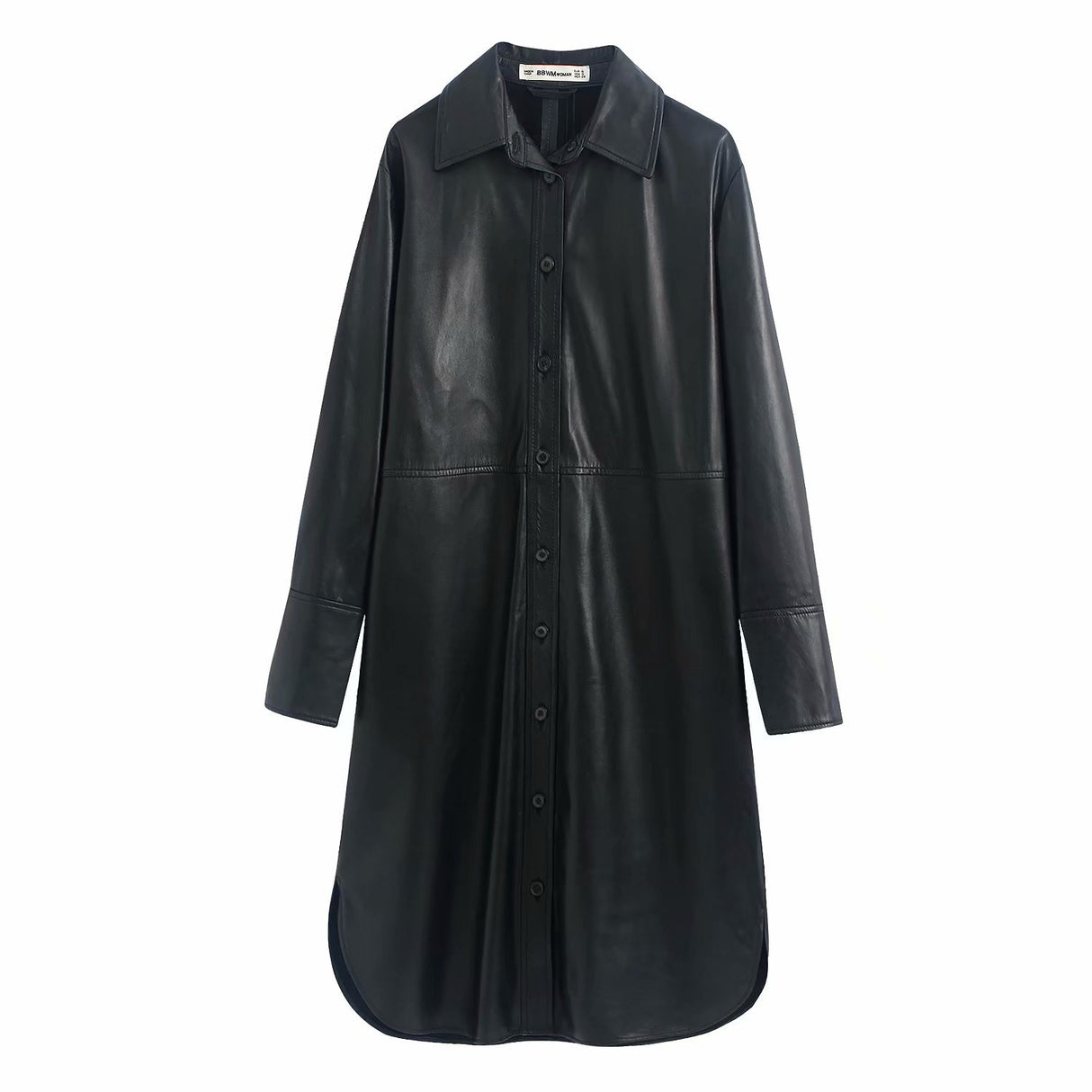 Lapel long sleeve leather shirt jacket women