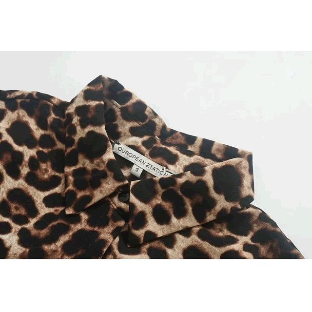 Printet retro langærmet kjole