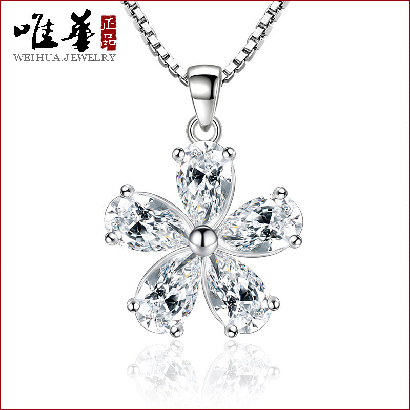 Factory Direct Sales Plum Blossom Pendant Women Necklace Jewelry