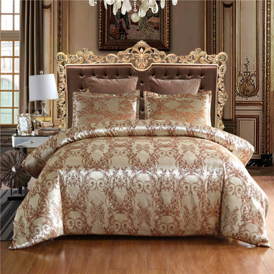 European Style Satin Jacquard Bedding Set Quilt Cover And Pillowcase