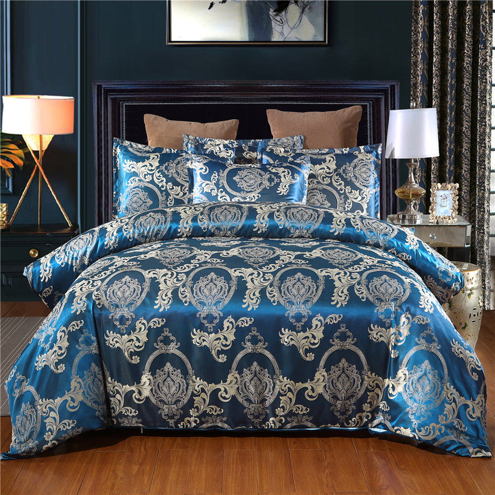 European Style Satin Jacquard Bedding Set Quilt Cover And Pillowcase