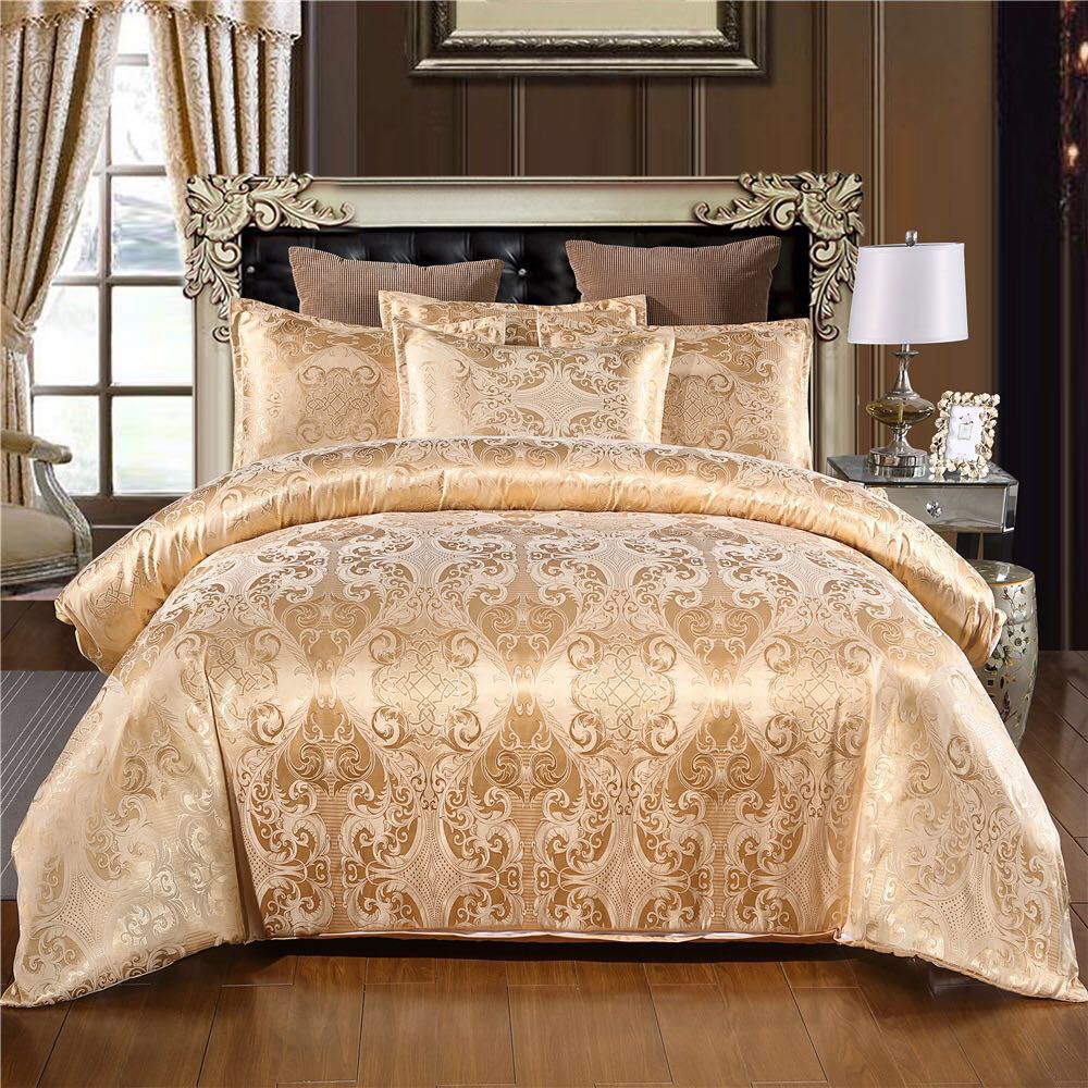 European Style Satin Jacquard Bedding Set Quilt Cover And Pillowcase