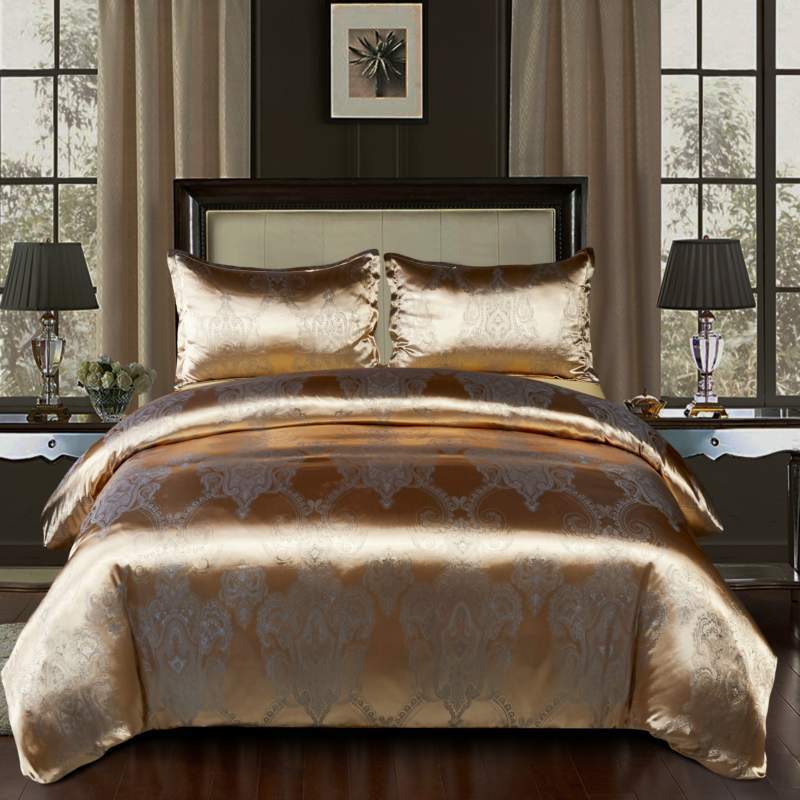 European Style Satin Jacquard Bedding Set Quilt Cover And Pillowcase