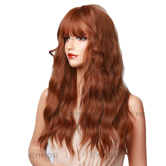 New Qi Liuhai Corn Whisk Small Roll Scottish Primary Color Orange Hair Color Medium And Long Wig