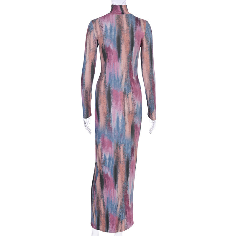 Langærmet split midikjole