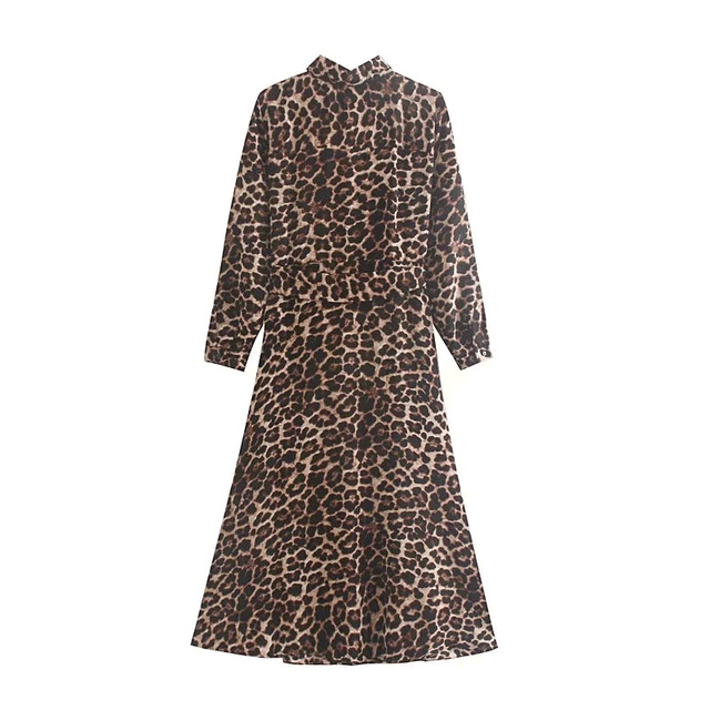 Printed retro long sleeve dress
