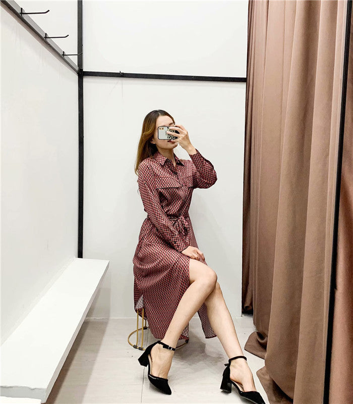 Shirt style long sleeve dress