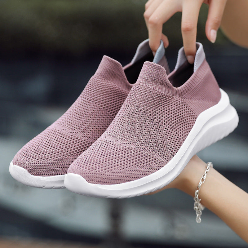 New Couple Flying Woven Socks Mouth Mesh Casual Sneakers For Women