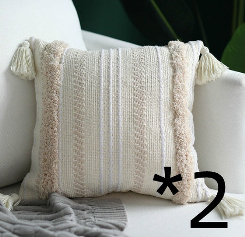 45x45cm cojines decorativos para sofa Morocco geometric black and white tufted tassel pillowcase christmas pillow case