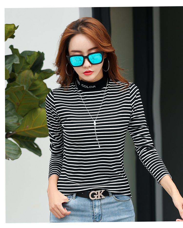 Long sleeve striped bottoming shirt