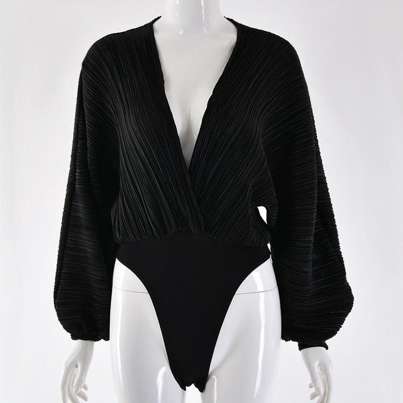 V-neck long sleeve jumpsuit