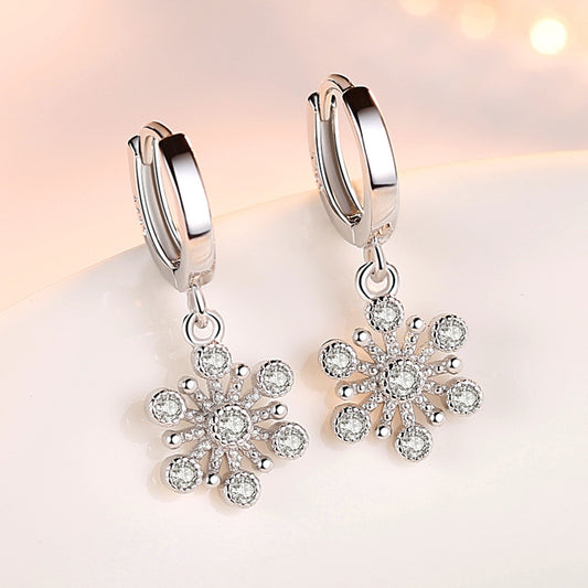 Snowflake earrings silver-plated girl earrings