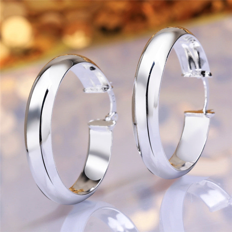 Women's Fashion Earrings Silver Plated Glossy Ear Ring