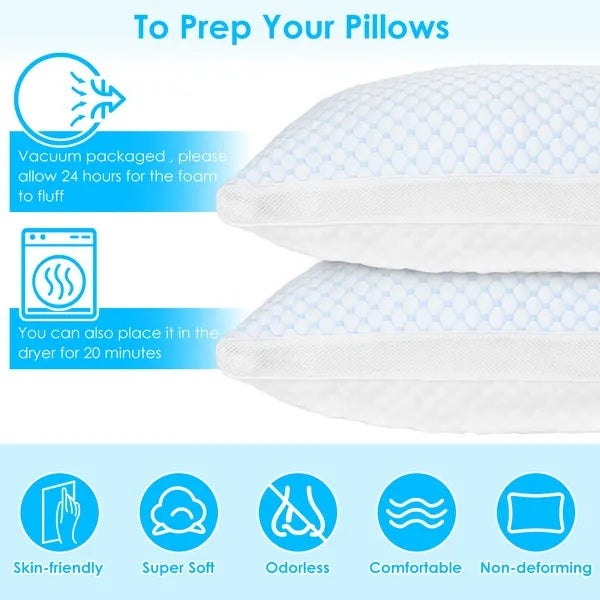 1Pc Shredded Memory Foam Pillow Adjustable Cool Pillow With Extra