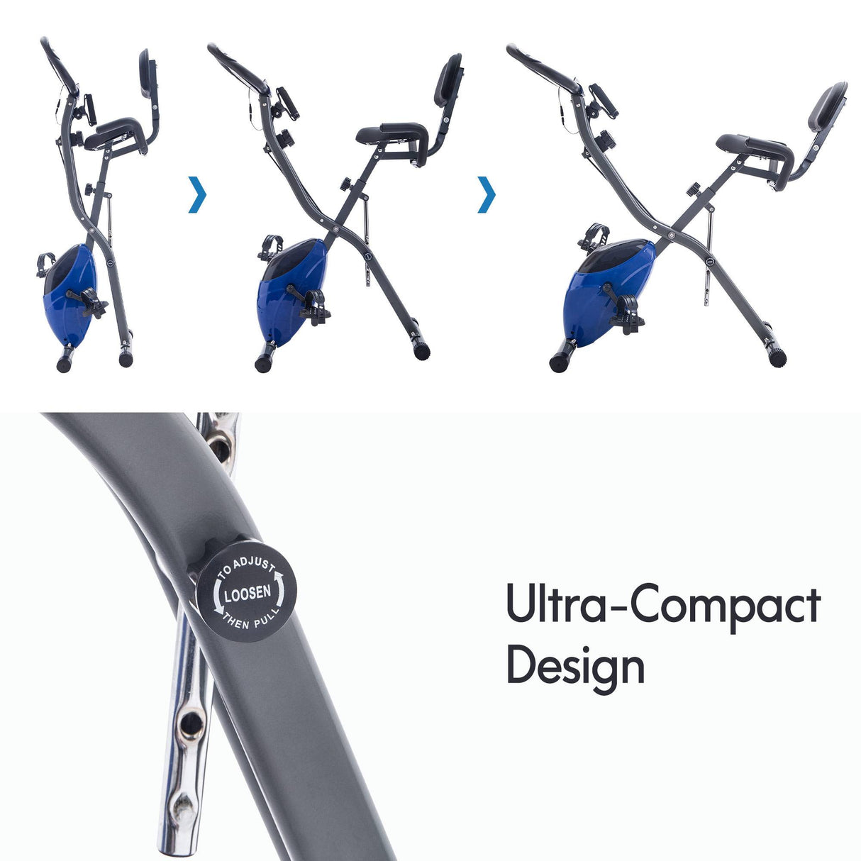 Folding Exercise Bike Fitness Upright Recumbent X-Bike Adjustable Resistance