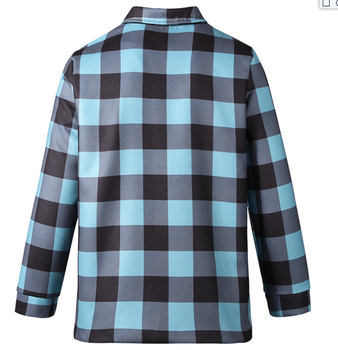 Lapel plaid long sleeve jacket
