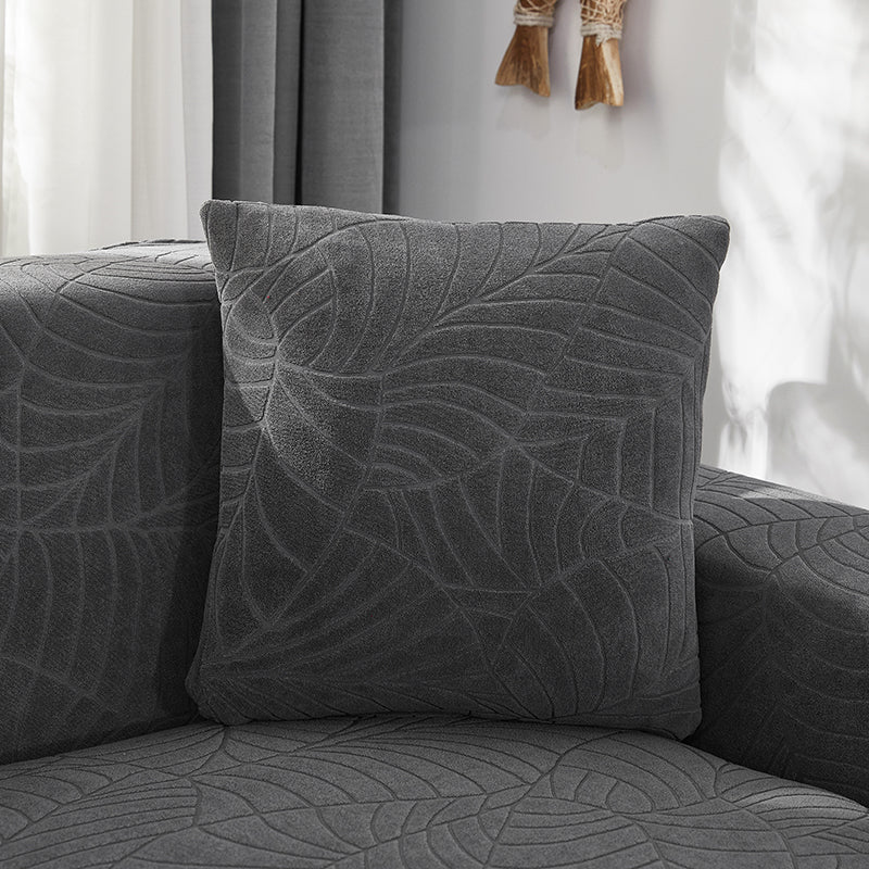 Pure Color Jacquard Big Leaf Nordic Fashion Knitted Pillow Case