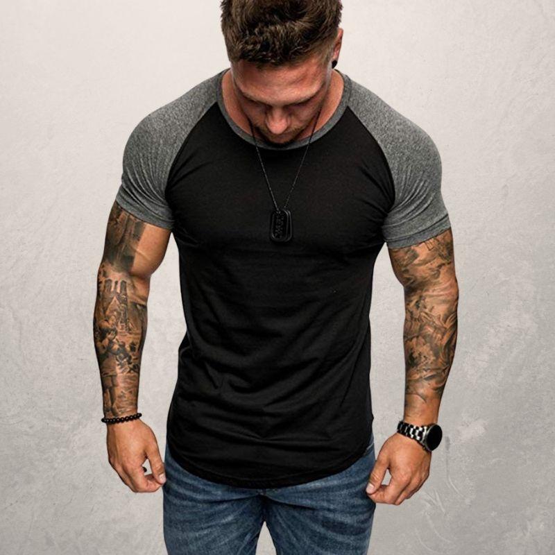 Color block raglan sleeve men's T-shirt