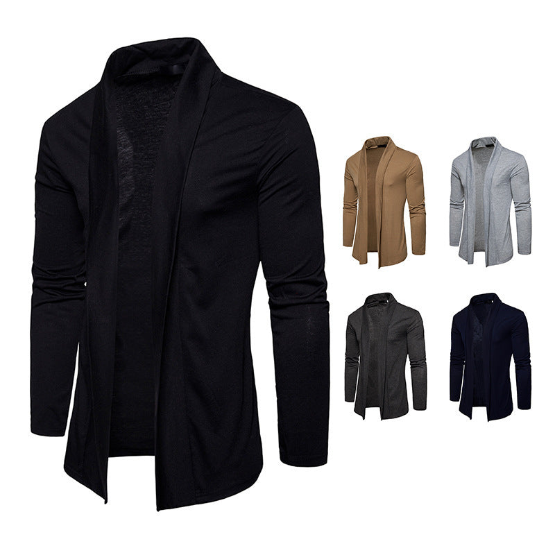 Long sleeve lapel shawl cardigan