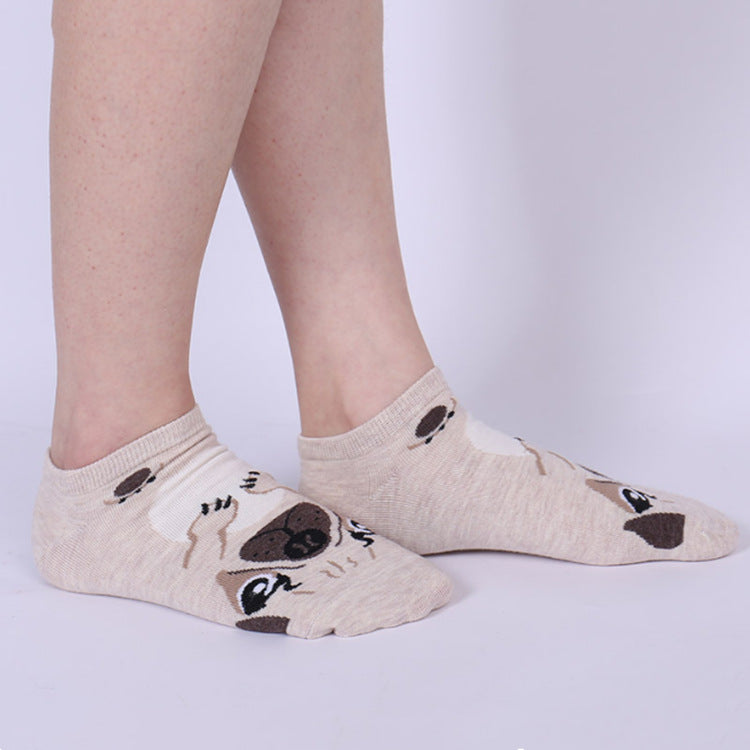 Socks Europe, America, Japan And South Korea Cartoon Straight Dog Invisible Low Cut Socks Cotton Comfortable Personality Socks For Women