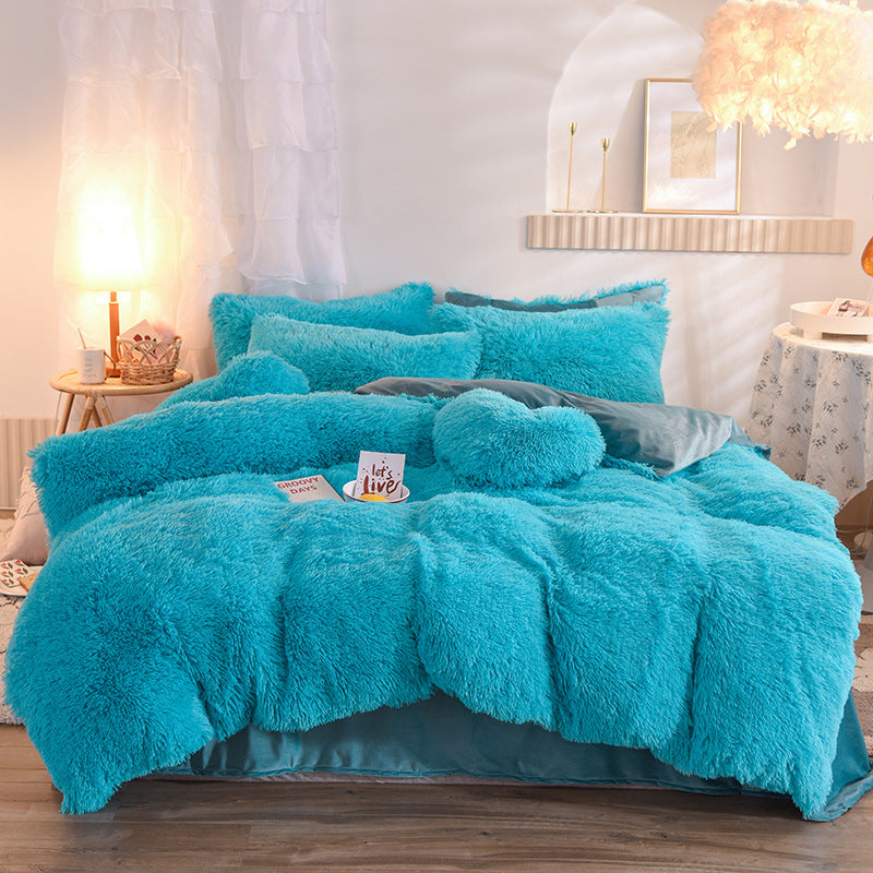 Luksus Tykt Fleece Dynebetræk Queen King Vinter Varm Seng Dynebetræk Pudebetræk Fluffy Plys Shaggy Sengetøj Sengetøjssæt Vinter Body Hold varmen