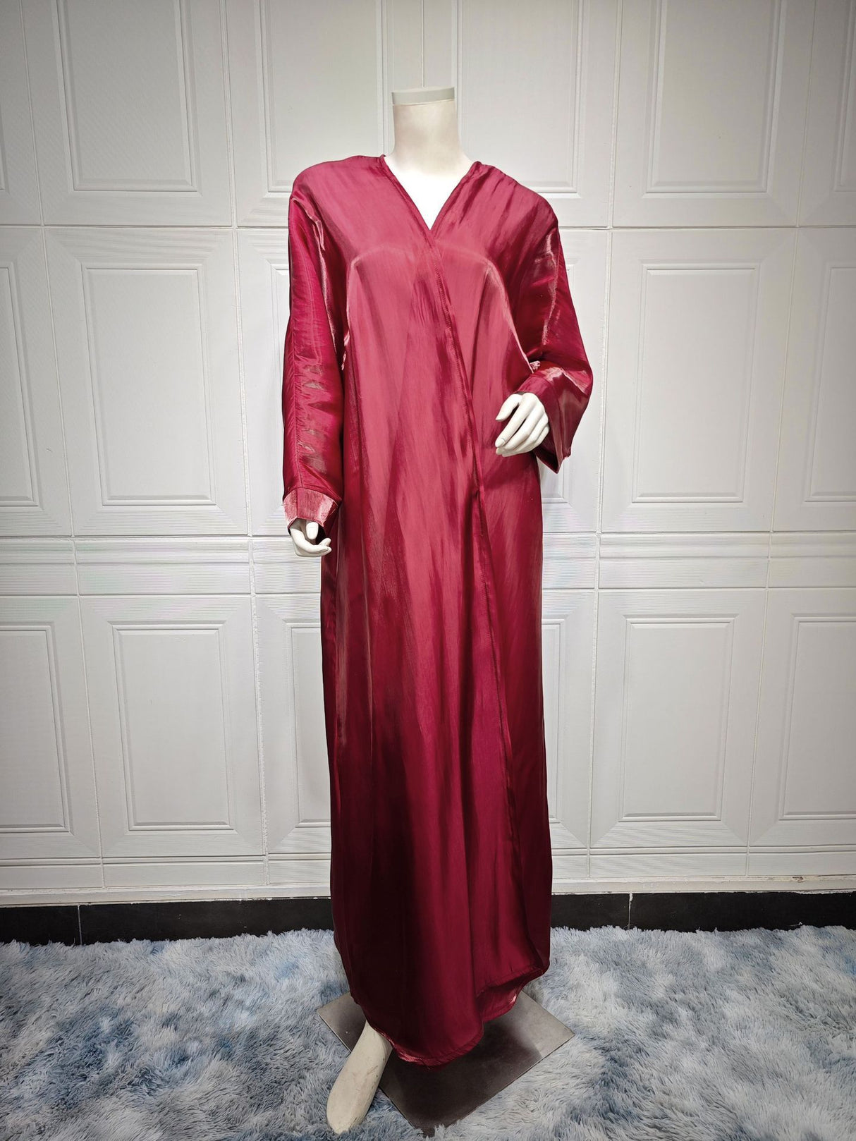 Muslim Bright Silk Satin Batwing Sleeve Robe