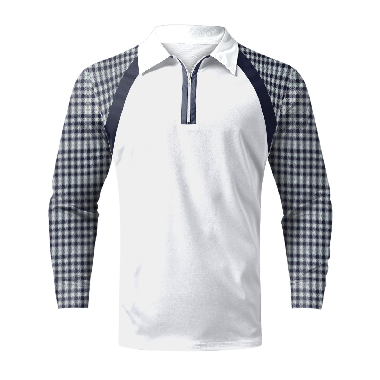 Men's 3D Printed Raglan Zipper And Lapel Long Sleeve