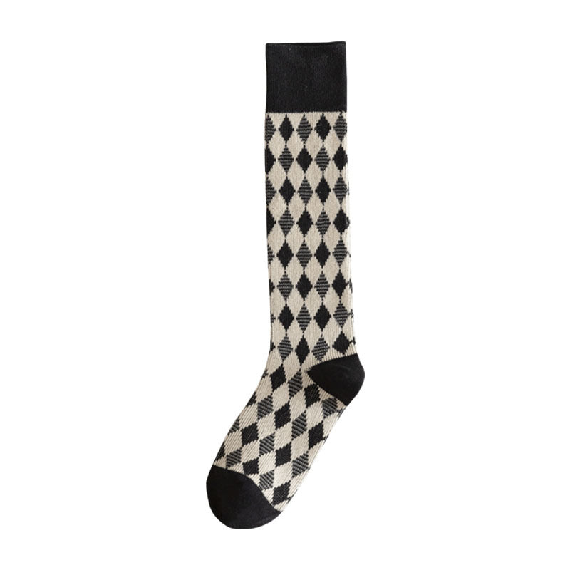 Slimming Versatile Rhombus Calf Socks Women