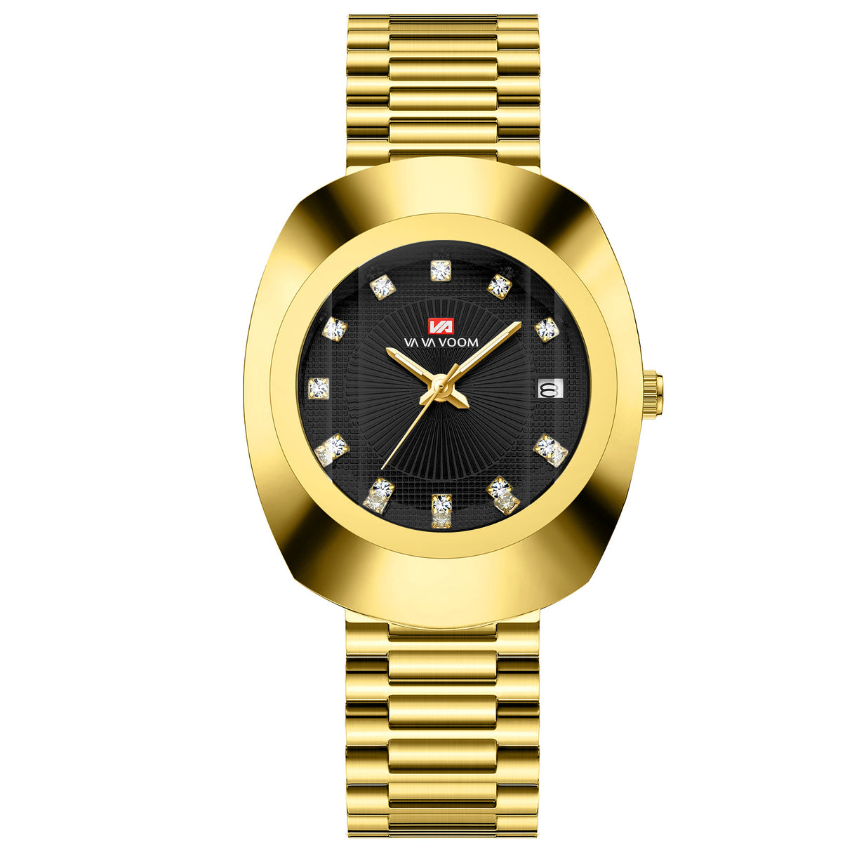 Couple Quartz Watch Yellow Gold Diamond Waterproof Steel Belt Watch