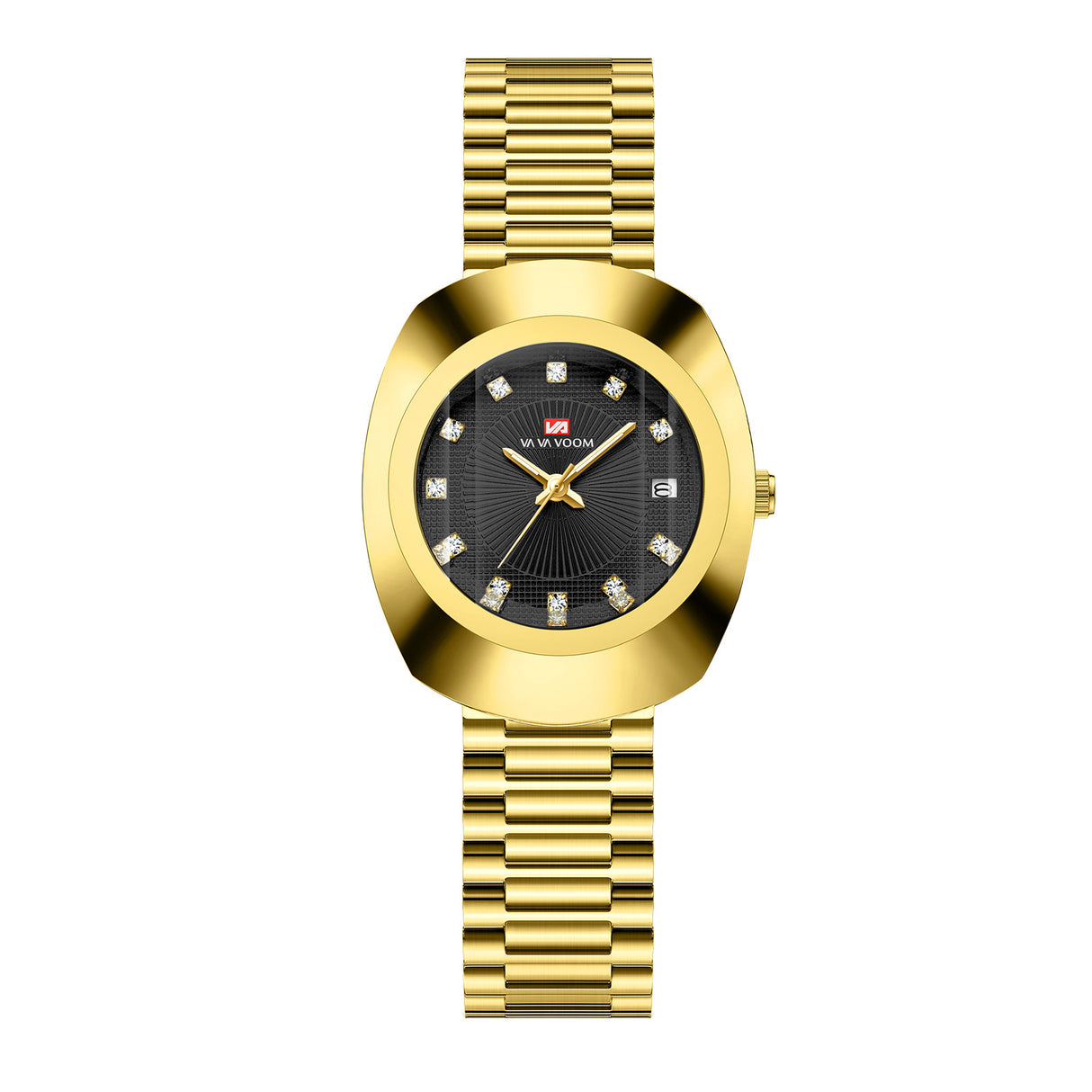 Couple Quartz Watch Yellow Gold Diamond Waterproof Steel Belt Watch