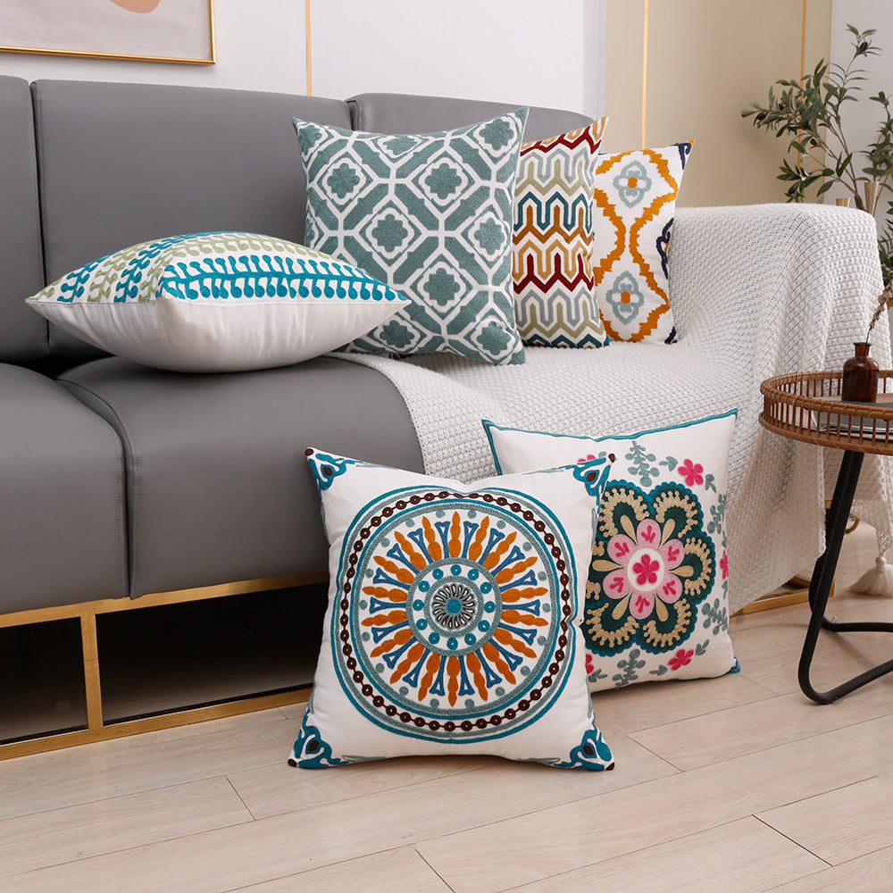 Towel Embroidery Words Pillow Cover Sofa Waist Rest