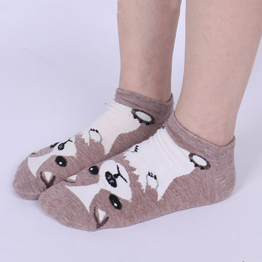 Socks Europe, America, Japan And South Korea Cartoon Straight Dog Invisible Low Cut Socks Cotton Comfortable Personality Socks For Women