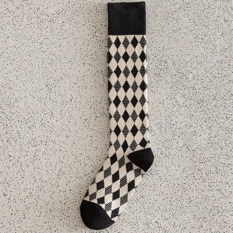 Slimming Versatile Rhombus Calf Socks Women