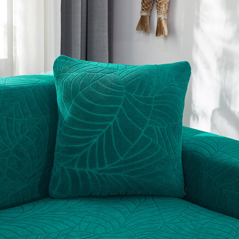 Pure Color Jacquard Big Leaf Nordic Fashion Knitted Pillow Case