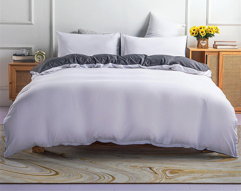 Solid Color Fitted Sheet Four Piece Quilt Cover