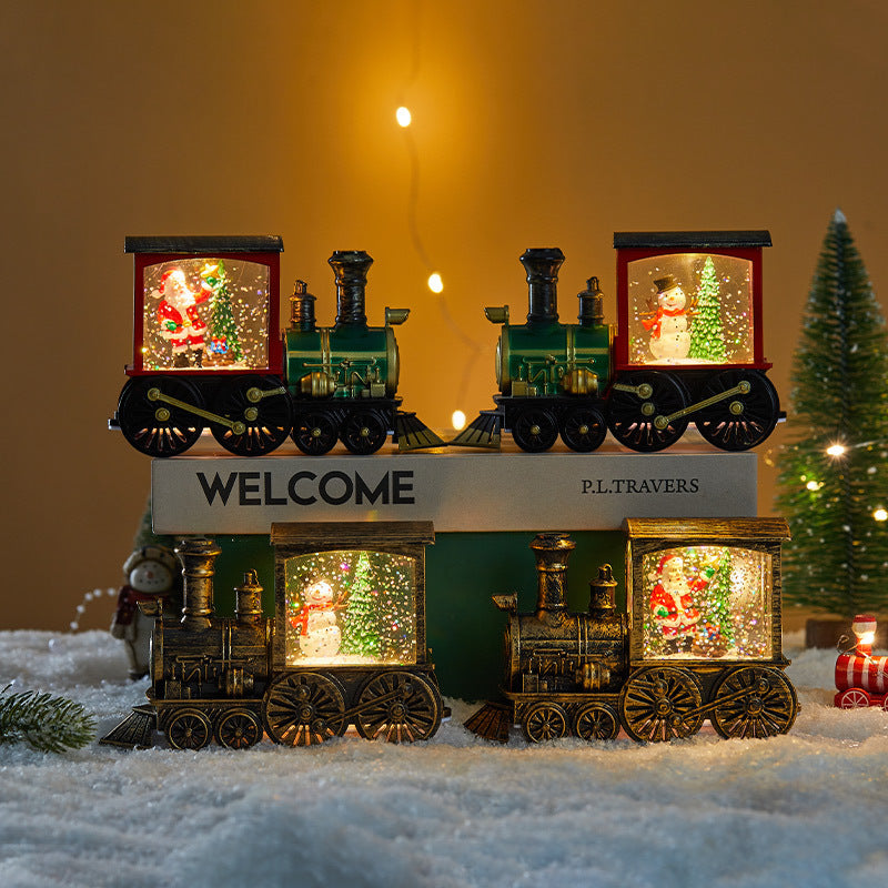 Christmas Train Luminous Interior Water Injection Desktop Decoration