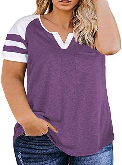 15 Colors Amazon New Ladies Plus Size Blouse Summer V-neck Raglan Sleeve T-shirt