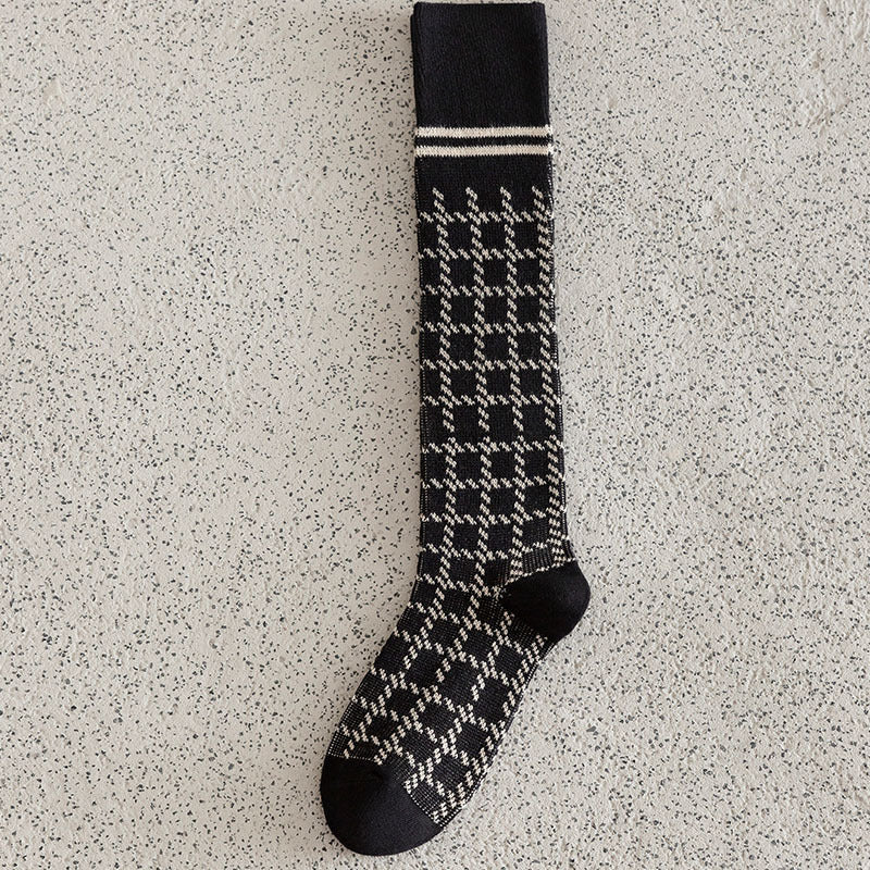 Slimming Versatile Rhombus Calf Socks Women