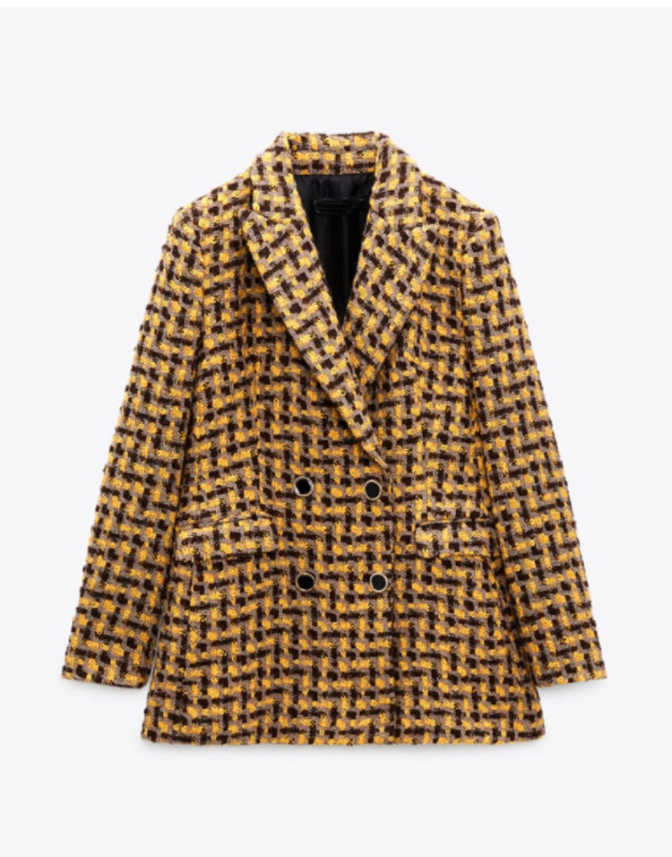 Tekstureret dobbeltradet blazer og culottesæt