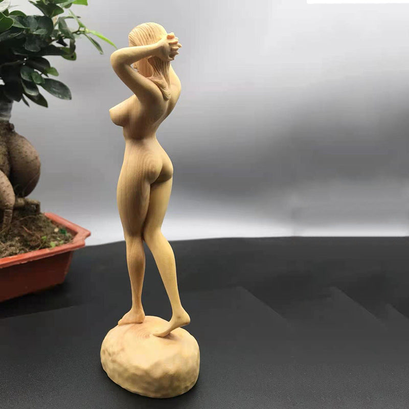 Boxwood Nude Woman Ornament Wooden Crafts