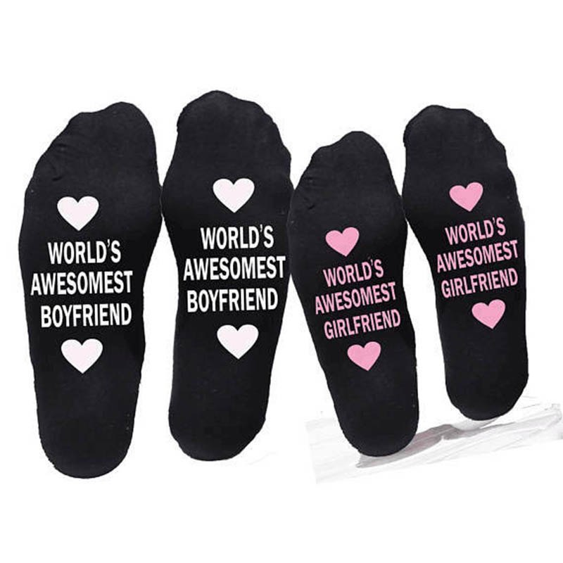 Unisex Men Women Cotton Socks Printing Letter Funny Socks For Boyfriend Girlfriend Valentine's Day Gift