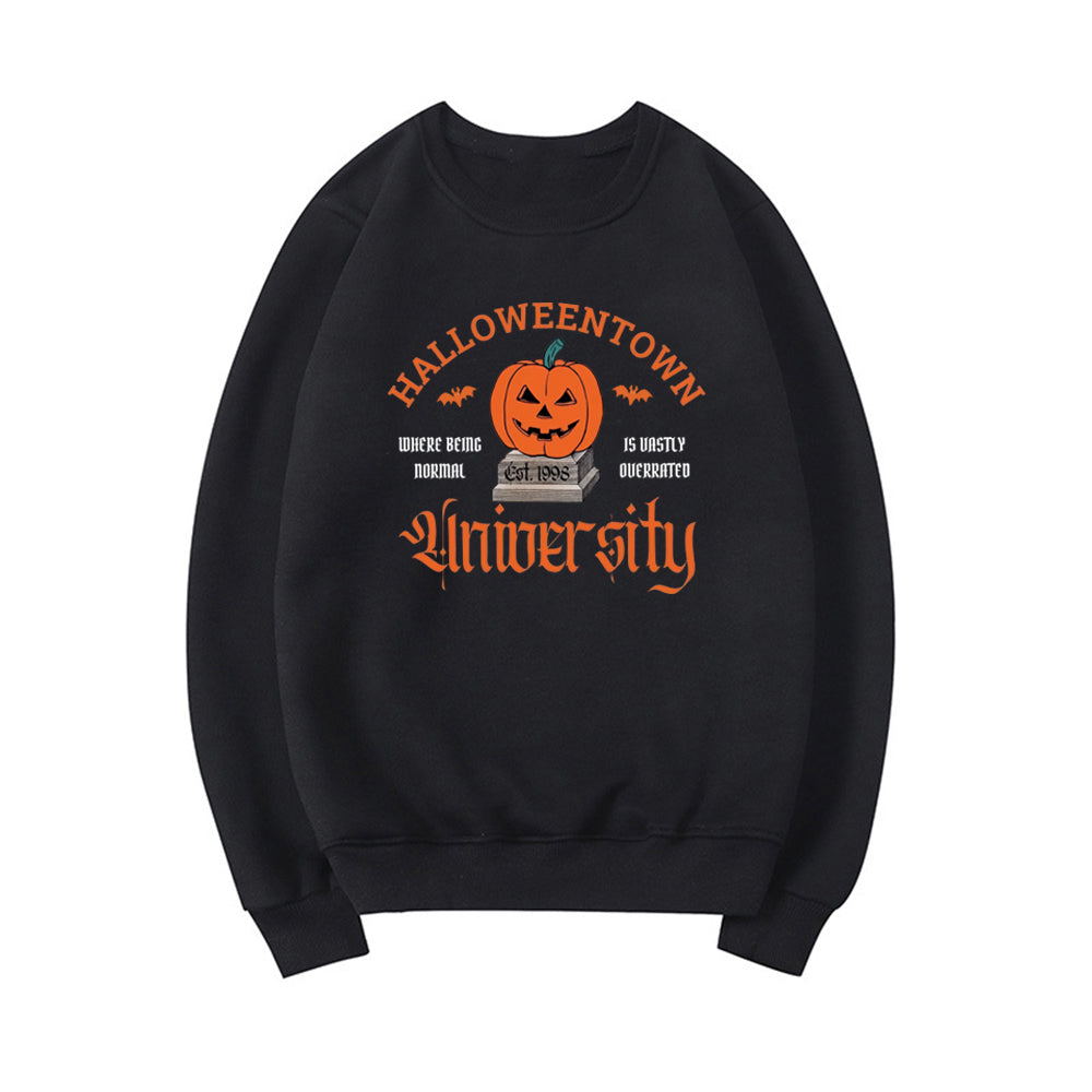 Kvinders Halloween-print græskar sweatshirt med rund hals