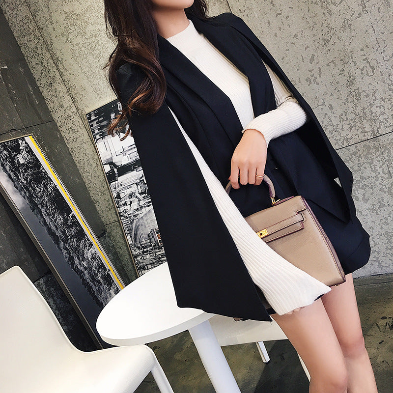 Temperament Cape Blazer Shorts Two-piece Suit