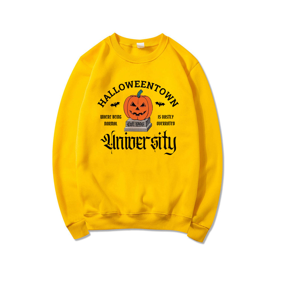 Kvinders Halloween-print græskar sweatshirt med rund hals